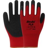 Beybi Pl9 Polyester Örme Lateks Eldiven-Kırmızı-No:10-12 Çift - Siyah - Kırmızı