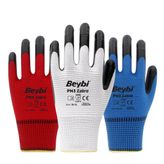 Beybi PN3 Zebra 1/2 Nitril Kaplı Polyester Örme Eldiven Çift - NO: 10 - Mavi\Siyah