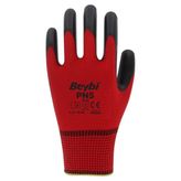 Beybi Pn5 Polyester Örme Nitril Eldiven (1 Paket: 12 Çift) - Siyah - Kırmızı - 9