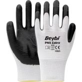 Beybi Pn5 Zebra Polyester Örme Nitril Kaplı Iş Eldiveni 10 Beden 12 Çift - Beyaz - Siyah