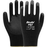 Beybi Pn7 Polyester Örme Nitril İş Eldiveni - 6 Çift İş Eldiveni - Siyah - 10