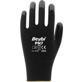 Beybi Pn7 Siyah Polyester Örme Nitril Işçi Eldiveni 12 Çift 10 Numara