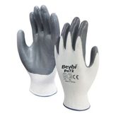 Beybi PN72 Nitril Poly Iş Eldiveni 12 Çift - Gri - Beyaz