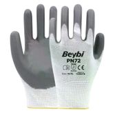 Beybi PN72 No: 9 100 Çift Gri Polyester Örme Nitril Eldiven
