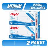 Beybi Pudralı Lateks Muayene Eldiveni Medium (M) 2 Kutu