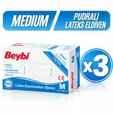Beybi Pudralı Lateks Muayene Eldiveni Medium (M) 3 Kutu