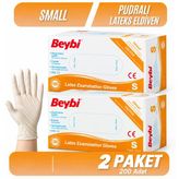 Beybi Pudralı Lateks Muayene Eldiveni Small (S) 2 Kutu