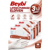 Beybi Pudrasız Lateks Muayene Eldiveni Medium 100'Lü 3 Adet