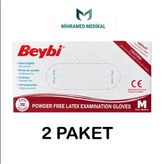 Beybi Pudrasız Lateks Muayene Eldiveni Medium 2 Paket