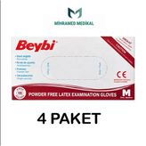 Beybi Pudrasız Lateks Muayene Eldiveni Medium 4 Paket