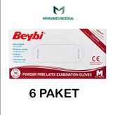 Beybi Pudrasız Lateks Muayene Eldiveni Medium 6 Paket