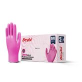 Beybi Pudrasız Pembe Nitril Eldiven - 100'lük Kutu M - Kutu