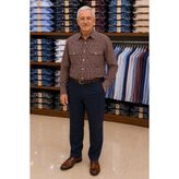 Beyome Erkek %100 Pamuk Uzun Kollu Çift Cepli Kareli Gömlek Rahat Kalıp Büyük Beden S-5xl - 2XL - Kahve