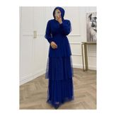 bezenstore KATLI PAYETLİ TÜL MAVİ ELBİSE
