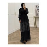 bezenstore KATLI PAYETLİ TÜL SİYAH ELBİSE