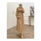 bezenstore SİMLİ TÜL BEJ ELBİSE