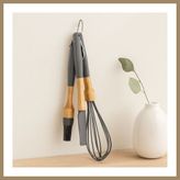 Bezos 3'lü Silikon Mutfak Seti (Çırpıcı, Fırça, Spatula) - Bambu Sap 22