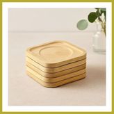 Bezos Bambu Ahşap Kare Çay Tabağı 9.7x9.7 cm - 6'lı Set Bcks