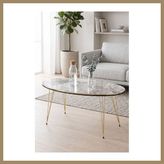 Bezos Gold Tel Oval Orta Sehpa Beyaz 22