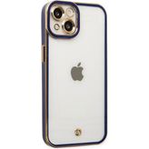 Bezos iPhone 14 Plus Kılıf Liva Lens Silikon - Mavi