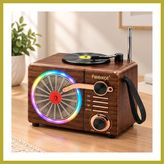 Bezos Işıklı Retro Bluetooth Fm Radyo Hoparlör - USB & Type-C Şarjlı Bcks