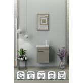 BIANI Fix Arya Mini 42 Cm Banyo Dolabı,Seramik Lavabolu,Aynalı,Lavabo Dahil,Mdf,Latte