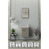 Biani Fix Arya Mini 42 Cm Mdf Banyo Dolabı Seti, Seramik Lavabolu, Aynalı, Latte - Cappucino