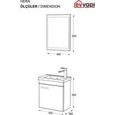 Biani Fix Hera 50 Cm Mdf Banyo Dolabı Seti, Seramik Lavabolu, Aynalı, Mat Beyaz