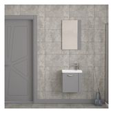 Biani Minila 45 cm Banyo Dolabı,Seramik Lavabolu, Aynalı,Lavabo Dahil,Mdf,Mat Gri