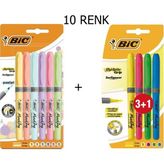 Bic Fosforlu Kalem Brite Liner Grip 10'lu Set