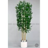 Biçiçek Yapay Bambu Ağacı 170Cm Krem Silver Metal Saksıda