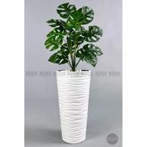 Biçiçek Yapay Monstera Deve Tabani Bitkisi 130 Cm Beyaz Kumsal Saksıda