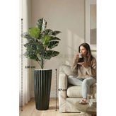 Biçiçek Yapay Monstera Deve Tabani Bitkisi 130 Cm Siyah Lilyum Saksıda