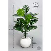 Biçiçek Yapay Monstera Deve Tabani Bitkisi 65 Cm Beyaz Küre Saksıda