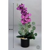 Biçiçek Yapay Phalaenopsis Mor Orkide 60 Cm