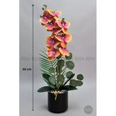 Biçiçek Yapay Phalaenopsis Turuncu Orkide 60 Cm
