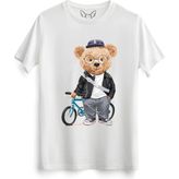 Bicycle Tedy Bear Beyaz Tshirt - M