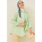 Bigdart 103901 Oversize Basic Yeşil Kadın Tesettür Gömlek
