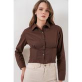 Bigdart 20231 Slim Fit Poplin Gömlek - Kahverengi - 44