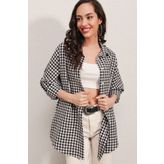 Bigdart 3900 Siyah Oversize Uzun Basic Kadın Gömlek