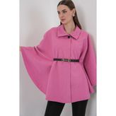 Bigdart Kadın Kemerli Kaşe Panço 9170 - Pembe