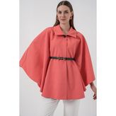 Bigdart Kadın Kemerli Kaşe Panço 9170 - Somon - Standart