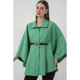 Bigdart Kadın Kemerli Kaşe Panço 9170 - Yeşil - Standart