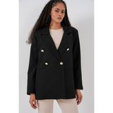 Bigdart Kadın Kruvaze Yaka Blazer Ceket 0722 - Siyah - 42