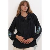 Bigdart Kadın Nakışlı Oversize Bluz 1000 - Siyah
