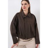 Bigdart Kadın Oversize Kısa Ceket 0732 - Kahverengi - 42