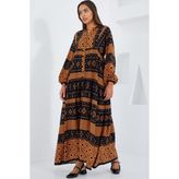 Bigdart Kadın Taba Siyah Viskon Tesettür Elbise 2423 - 40