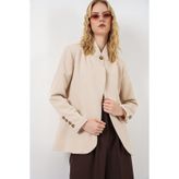 Bigdart Kadın Tek Düğmeli Oversize Blazer Ceket 0749 - Bej