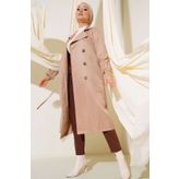 Bigdart T5853 Kruvaze Yaka Tesettür Trençkot - Vizon