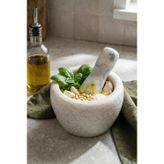 BiiShe Doğal Mermer Görünümlü Havan ve Tokmak Seti (7x8 cm)